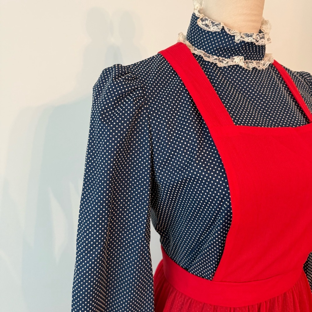 Vintage Handmade Dress with Red Apron Sz S - Picture 5 of 16